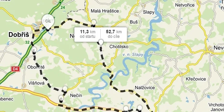 Mapa Trasy B.