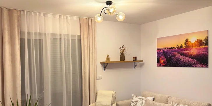 Ubytujete sa vo Viničnom apartmáne, ktorý vás nadchne dispozíciou 2+kk a presvetleným interiérom.