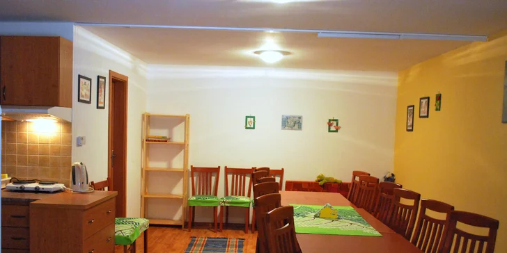 Penzión ma spoločenskú miestnosť a vonkajšie nezastrešené sedenie.