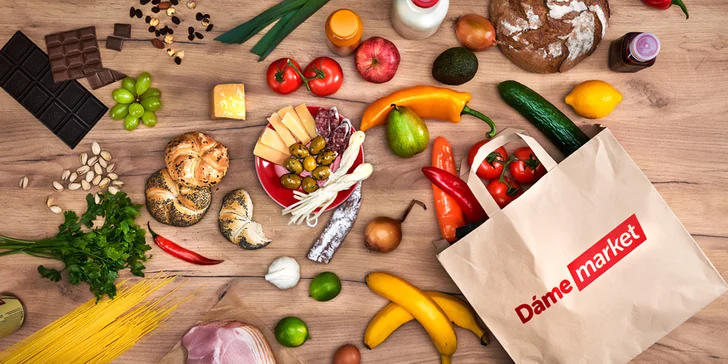 Na Dáme market nakoupíte potraviny, drogerii, potřeby do domácnosti i pro mazlíčky a děti. 