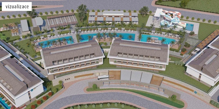 Pro akční nadšence je tu aquapark se skluzavkami, zatímco klidnější povahy ocení bazén pouze pro dospělé.

