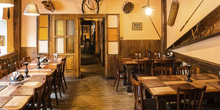 Chybět nebudou ani topinky, hranolky, zelenina a česnekový dip. (Na fotce restaurace Laguna.)