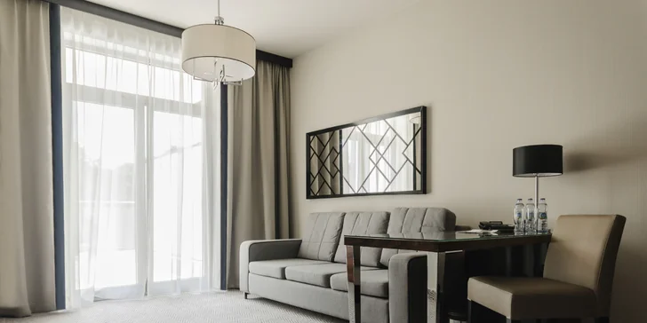 Apartmán Lux se skládá ze samostatné ložnice a obývacího pokoje s rozkládací pohovkou.