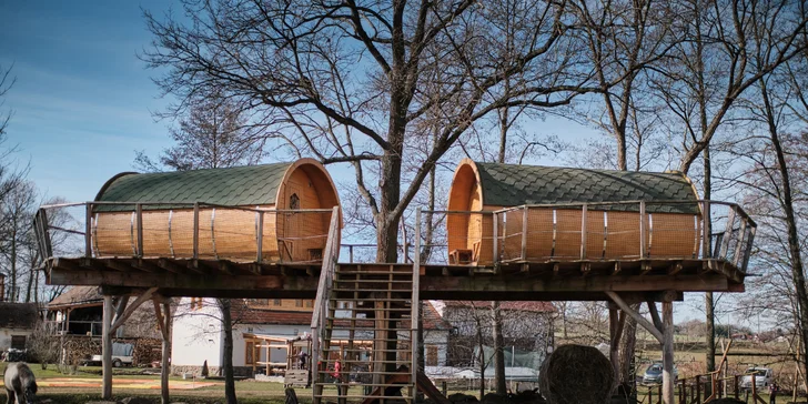 Viking TreeJagers jsou dva sudy stojící pod korunou statného dubu. Oba tyto domečky mají svou terasu s posezením.