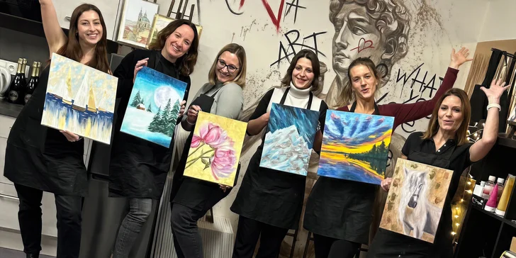 Nechte mluvit svou kreativitu: skupinový workshop malování akrylovými barvami, pro 1 či 2 osoby