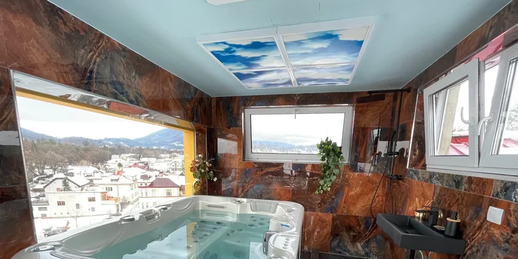 Wellness Sedmé nebe se nachází na střeše pivovaru. 