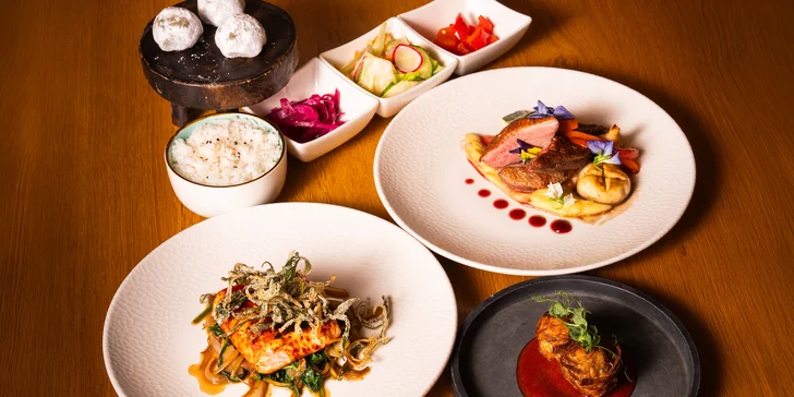3chod. menu ve vyhlášené asijské restauraci: glazovaný losos, kachna i mochi