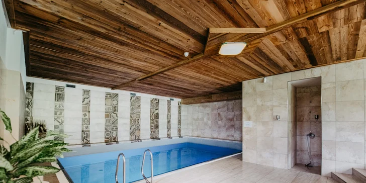 Ve wellness je bazén, finská a rodinná sauna, infrakabina a tepidárium. 