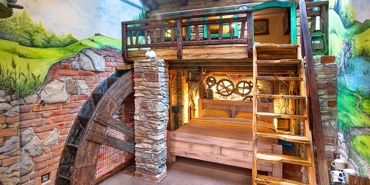 Každý apartmán je zařízen v jiném stylu. Takhle to vypadá U Mlynáře.