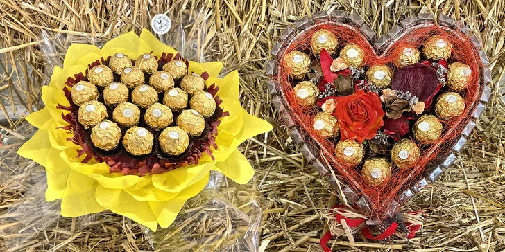 Sladké kytice, kterým neodoláte: s bonbóny Geisha, Merci, Raffaello i Ferrero Rocher