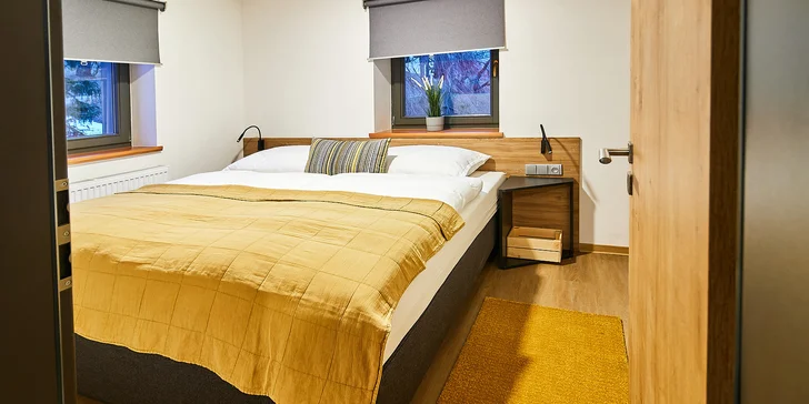 Apartmány mají dispozici 1+kk nebo 2+kk a kapacitu celkem 4 osoby. 