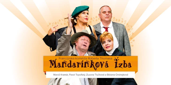 Mandarínková izba dáva priestor režisérovi aj hercom vrátiť sa k schopnosti využiť divadelné remeslo v najlepšom slova zmysle. Každý herec v nej má mnoho prevlekov, napr. Maroš Kramár ich má v priebehu 2 hodín až osem… Herecky náročné dielko, ktoré je podané s ľahkosťou a s humorom.
