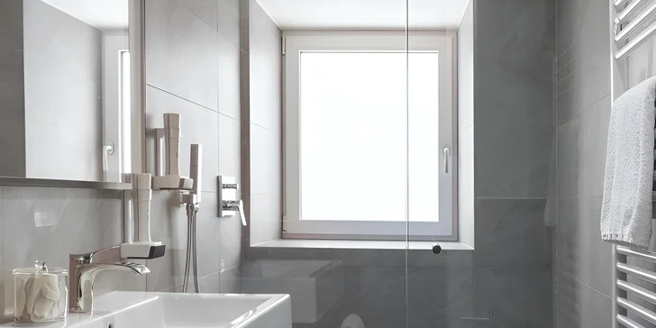 Samozřejmostí je také koupelna se sprchovým koutem nebo vanou, WC a fénem.
