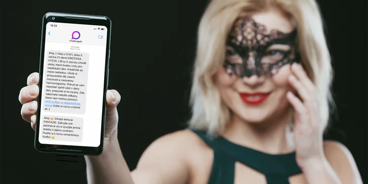 Romantická partnerská, vzdálená nebo žhavá erotická SMS výzva pro pár na 21 dní
