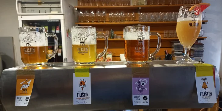 Pak neváhejte a navštivte chrudimský pivovar Filištín, kde si vychutnáte degustaci 4 velkých řemeslných piv.