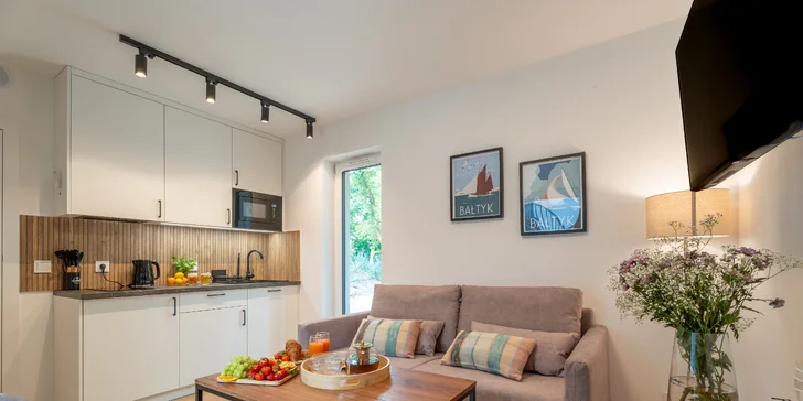 Apartmány jsou moderně zařízené, na výběr je přízemní nebo v patře. 