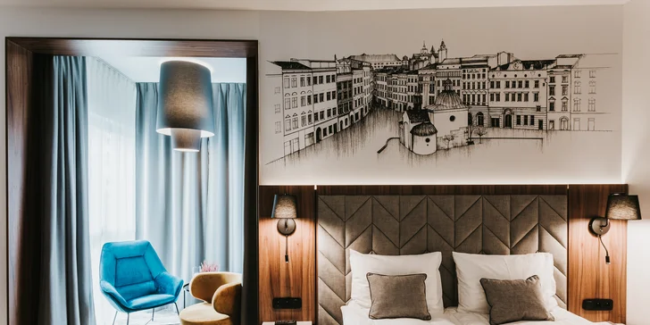Těšte se na moderní linie ve spojení s panoramatickými grafickými detaily, které symbolizují město Krakov. 