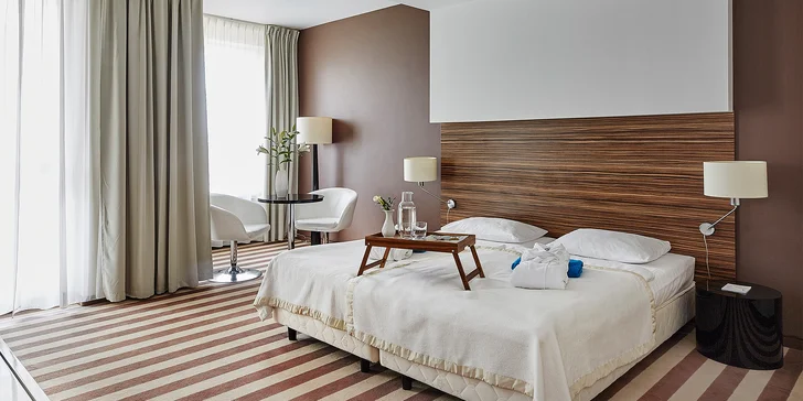 V krásném lázeňském hotelu Diva Spa najdete komfortní pokoje o rozloze 22 až 45 m². 