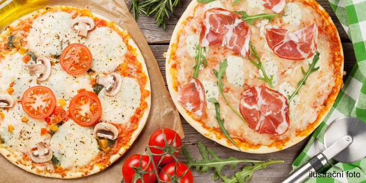 Pizza dle výběru pro 1 i 2 osoby v Pizza Sissi o průměru 32 cm, vč. krabice