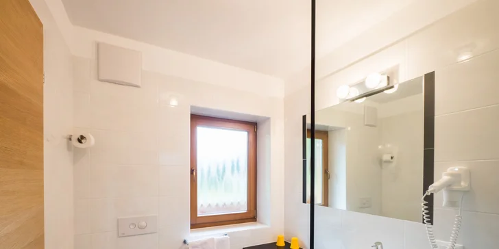 Samozrejmosťou je kúpeľňa so sprchovacím kútom a WC.