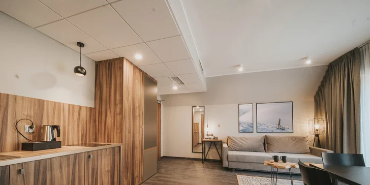 Súčasťou každého apartmánu je kuchynský kút.
