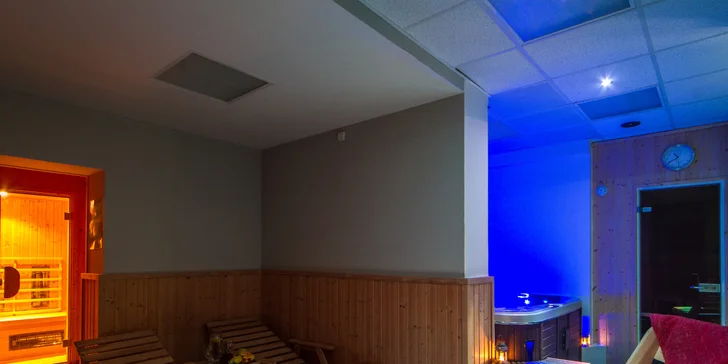 Ve wellness je vířivka, finská sauna a infrasauna.