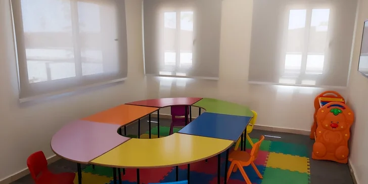 Dětskou hernu najdete i uvnitř.