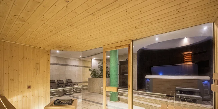 Ve wellness jsou dvě finské sauny, infrasauna i parní lázeň.