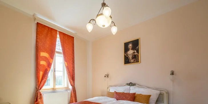 Sami si zvolíte jeden z pokojí či apartmá s historickým rázem a originálním nábytkem, přičemž součástí některých je i vlastní kuchyňka. (Apartmán s 1 ložnicí)