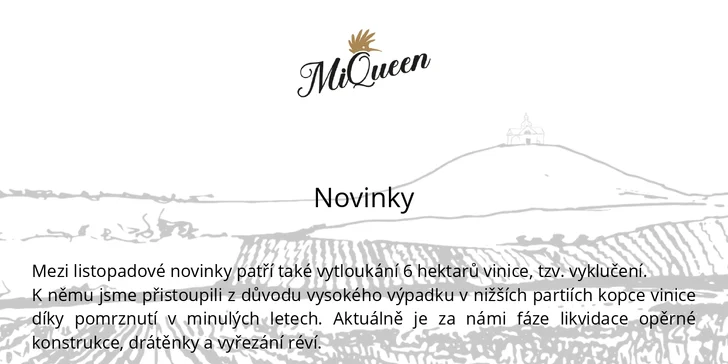 Chodit vám budou pravidelné newslettery o stavu vinohradu.