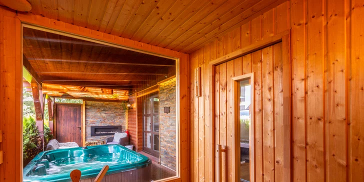 Wellness apartmá přímo láká k odpočinku.