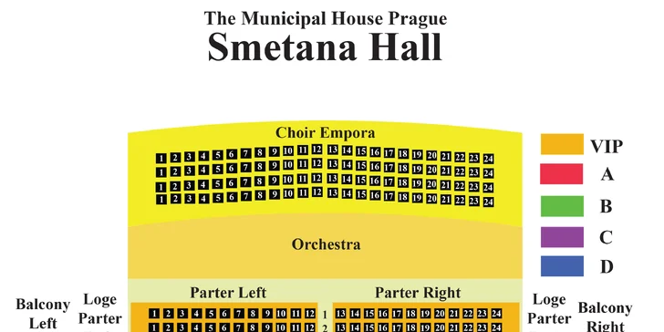 Seating plán Smetanovi síně - Masters of Classics