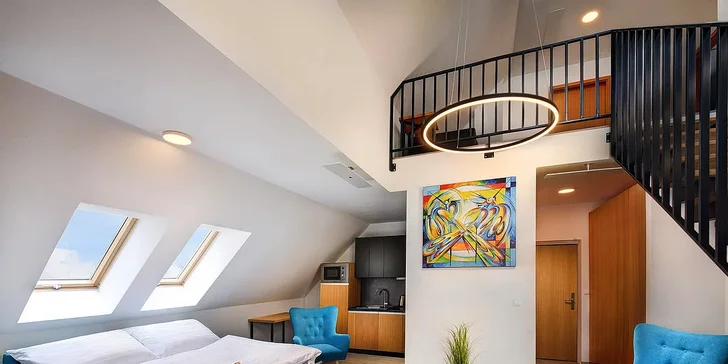 Najväčšie pohodlie poskytuje mezonetový apartmán Superior s privátnym wellness.
