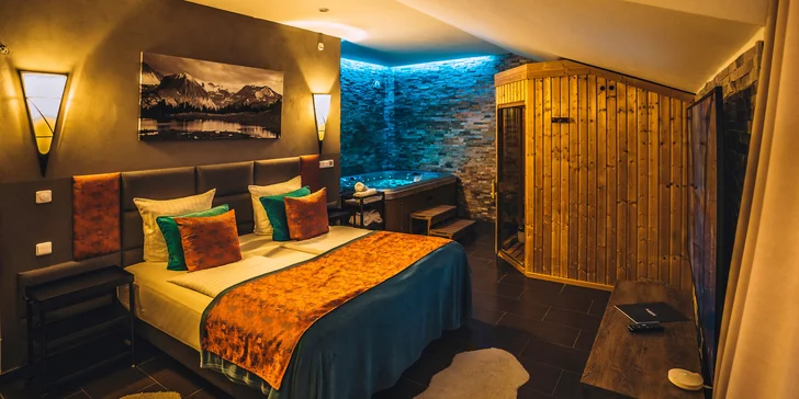 V nabídce naleznete i variantu s wellness apartmá (saunu nemají všechny apartmány, ale můžete počítat s vířivkou).