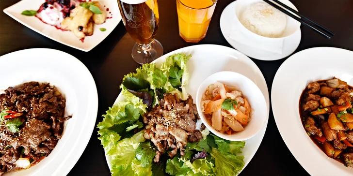 Bohaté tříchodové menu v čínské restauraci Mr. Bao pro 2 labužníky