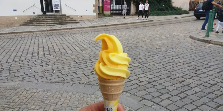 Zmrzlinu dostanete do kornoutu nebo kelímku. 