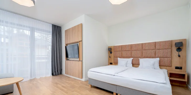 V ponuke je niekoľko typov apartmánov vrátane toho s vlastnou saunou.