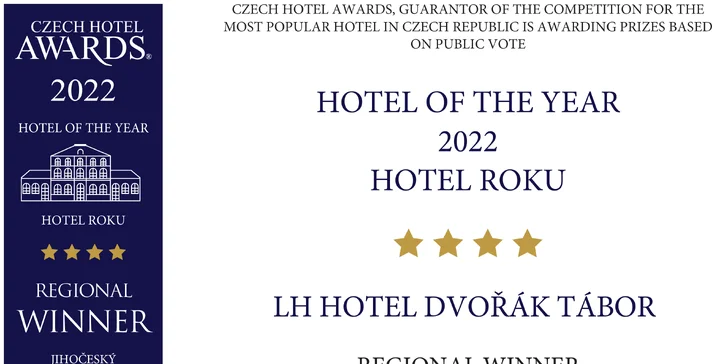 Hotel je držiteľom ocenenia v prestížnej súťaži Czech Hotel Awards.