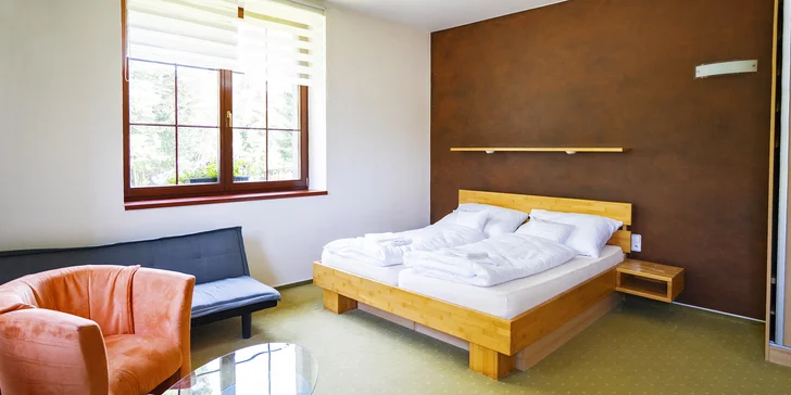 Hotel nabízí ubytování ve dvoulůžkovém pokoji s možností přistýlek.