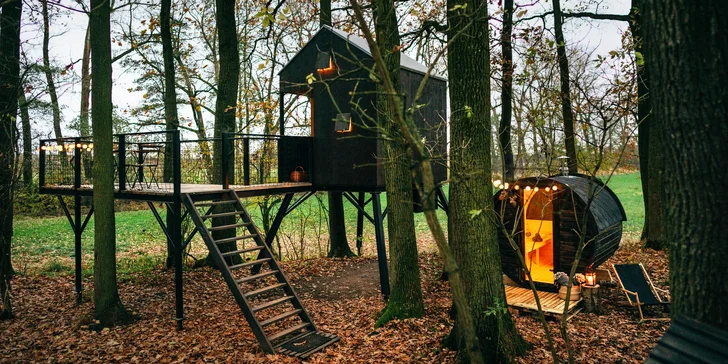 Kúzelný pobyt v treehouse až pre 4 osoby aj vonkajšia sudová sauna