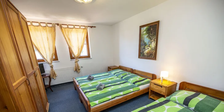 Bývať budete v jednej z dvoj-, troj- alebo štvorlôžkových izieb alebo v dvojizbovom apartmáne.