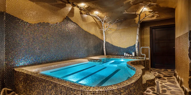 V ceně pobytu máte do jedinečného wellness komplexu s více než 30 atrakcemi na ploše 1620 m² celodenní vstup pro dvě osoby.