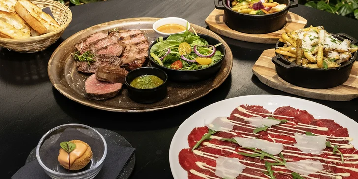 4chodové menu pro 2 osoby: argentinské steaky, carpaccio i tiramisu