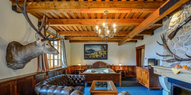 Dominantou apartmánu U Jelena je věrná kopie hlavy jelena v životní velikosti.