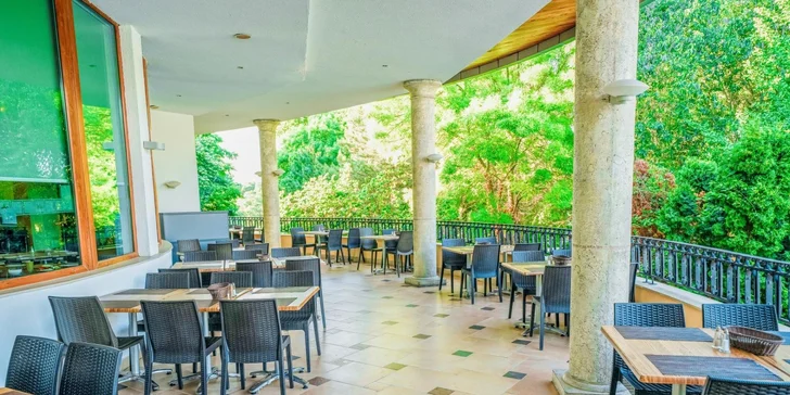 Přivítá vás hlavní restaurace s prostornou venkovní terasou.