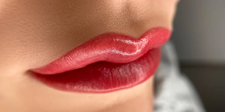 Permanentní make-up rtů nebo obočí pudrovou metodou