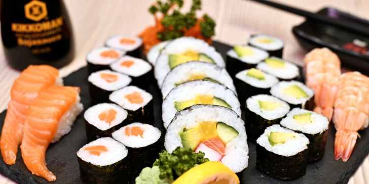 Dle zakoupené varianty voucheru dostanete 25, 32, 46 nebo až 60 kousků sushi.