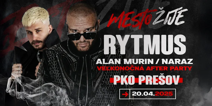 Mesto žije 2025: Veľkonočný koncert Rytmusa, Alana Murina a dua NaRaZ