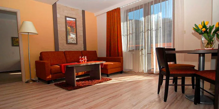 Sú­časťou každého apartmánu je kúpeľňa so sprchovacím kútom, LCD televízia, stôl, spálňa, kuchyňa, jedáleň a bezdrôtové WiFi pripojenie na internet.