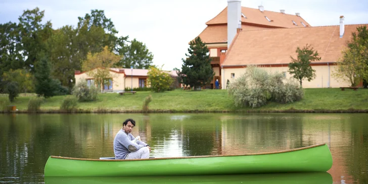 Jedinečný projekt stojí přímo u břehu rybníka na dohled od pasoucích se bizonů, jelenů a Novohradských hor.